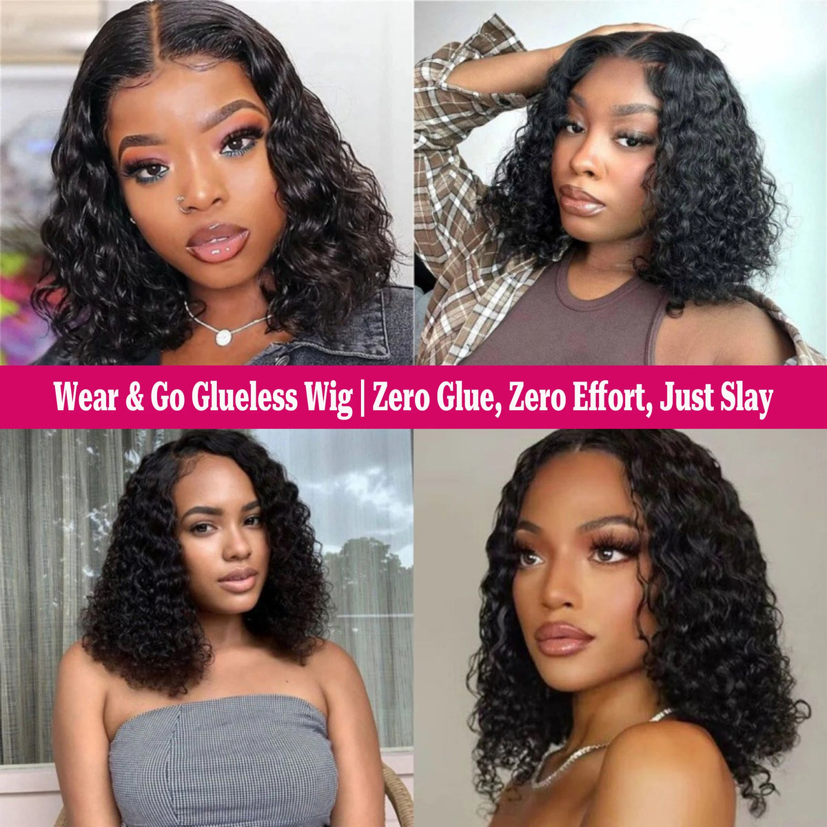 Deep Wave Glueless Short Bob Wig