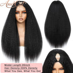 Kinky Straight Glueless V-Part Human Hair Wig