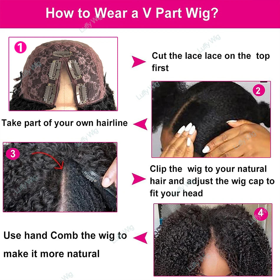 Tight Afro Kinky Curly V-Part Wig
