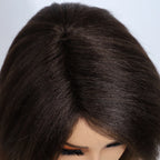 Natural Brown Kinky Straight Bob Wig