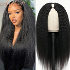 Kinky Straight Glueless V-Part Human Hair Wig