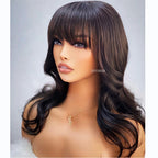Body Wave Wig with Bangs, Silk Base Closure