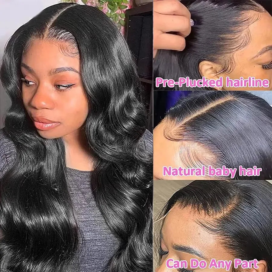 Natural Black Body Wave HD Lace Front Wig