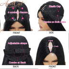Kinky Straight Glueless V-Part Human Hair Wig