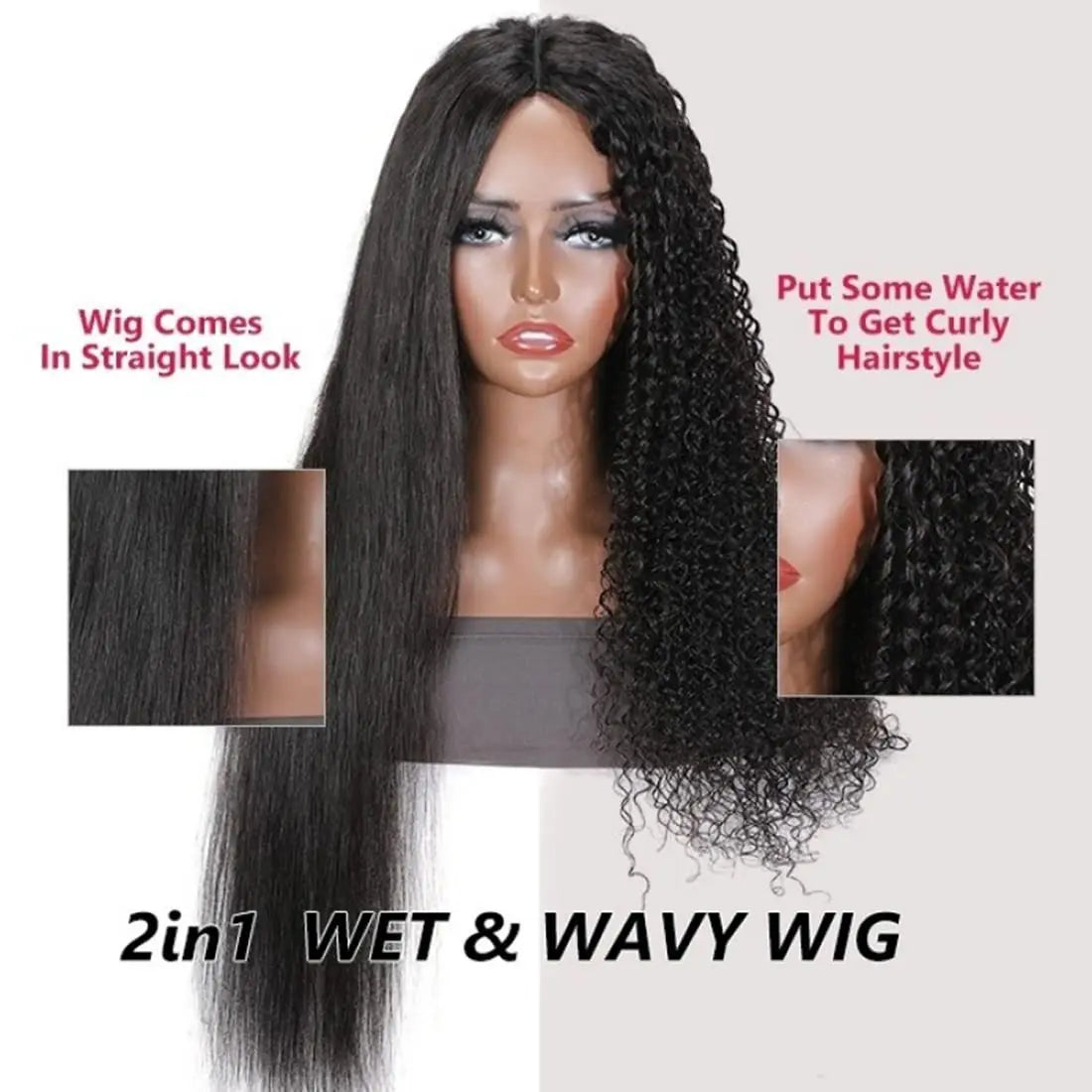 2-in-1 Straight to Wave Glueless Wig