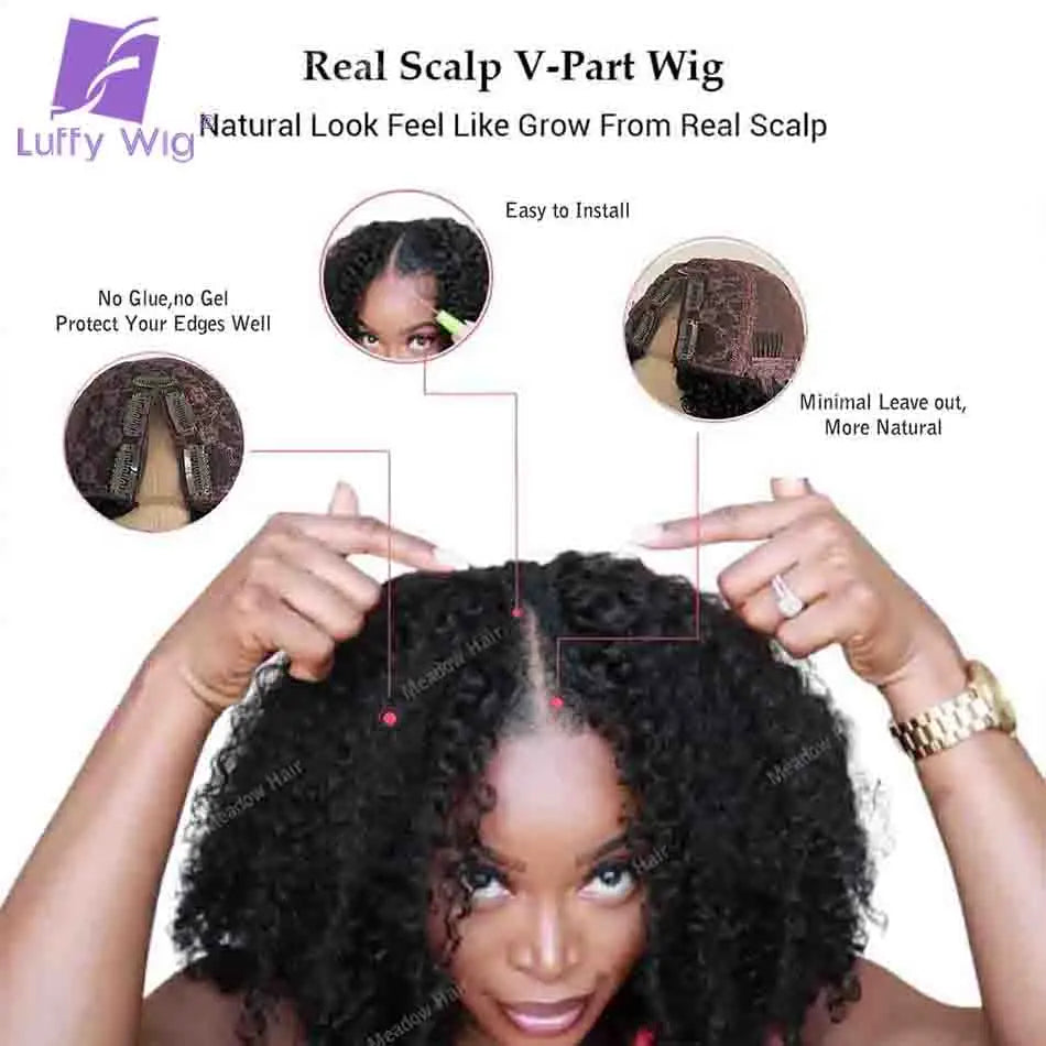 Tight Afro Kinky Curly V-Part Wig