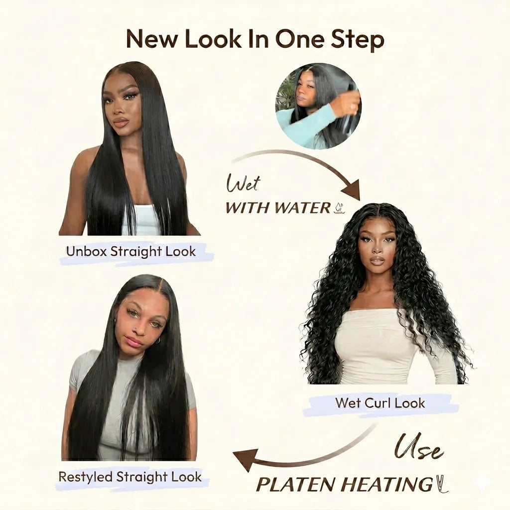 2-in-1 Straight to Wave Glueless Wig