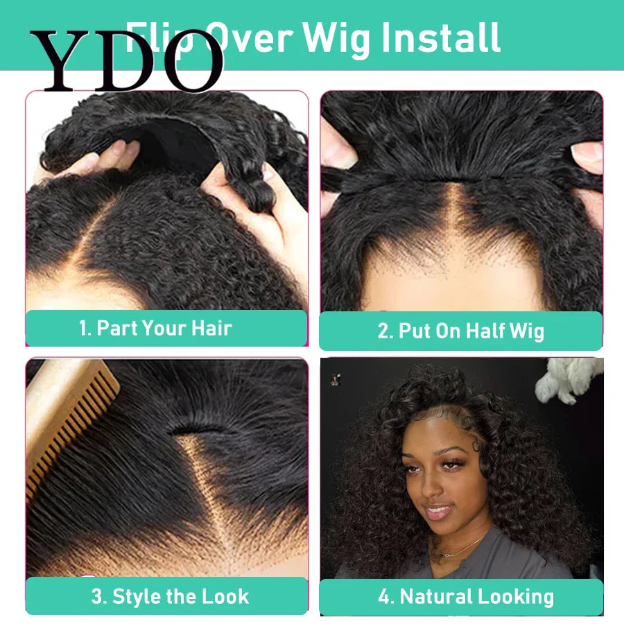 Indian Curly 3-in-1 Flip-Over Half Wig