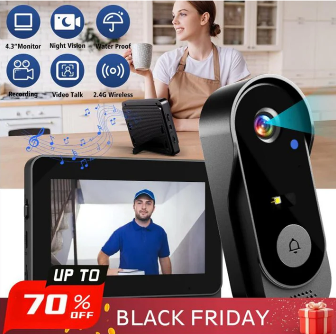 Wireless Video doorbell with Monitor & Camera