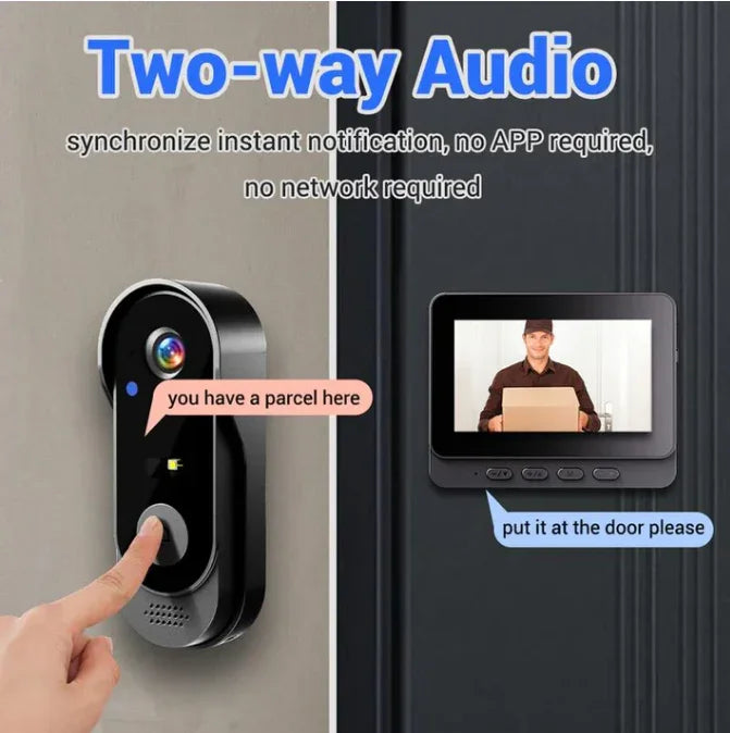 New Year's Special Offer Wireless doorbell camera: 1080P, 170° angle, 4.3-inch screen, IPX65 outdoor waterproof, night vision