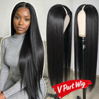 Glueless Straight V-Part Human Hair Wig