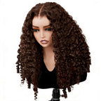 Chocolate Brown Burmese Curly Glueless Wig