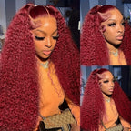 Burgundy 99J Deep Wave Lace Front Wig