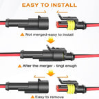 18 AWG Waterproof Male/Female Electrical Connectors—Suitable for truck, motorcycle, marine, and other wire connections