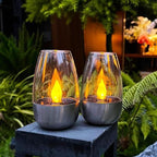 Solar Power Tea Lights Outdoor Flameless Flicker