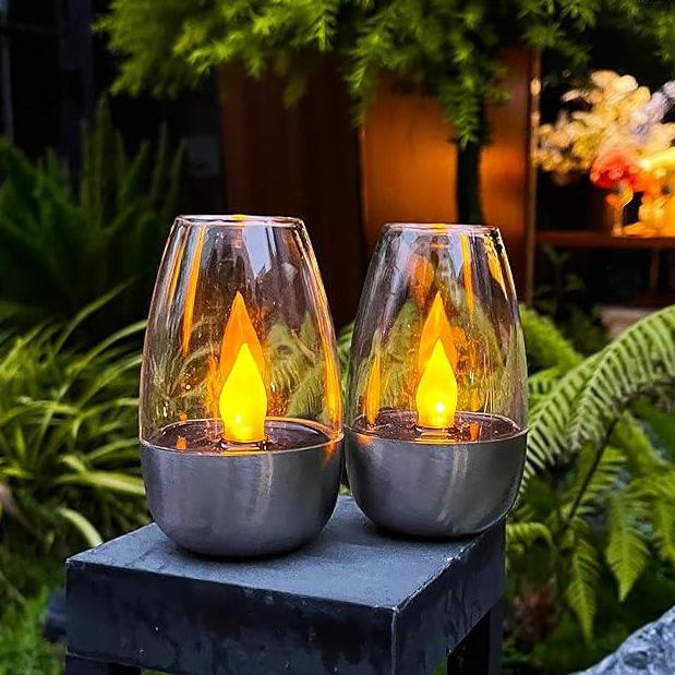 Solar Power Tea Lights Outdoor Flameless Flicker