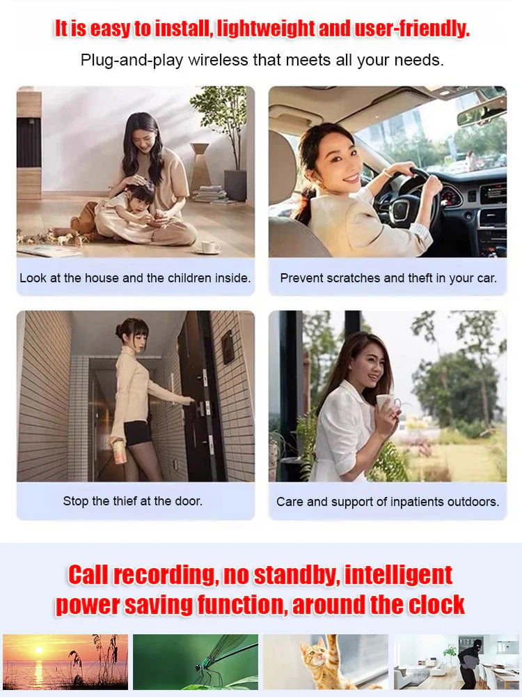 [Hidden Camera 1080P HD night vision]No WIFI or electricity required Tiny and installs in 1 second Remote real-time viewing