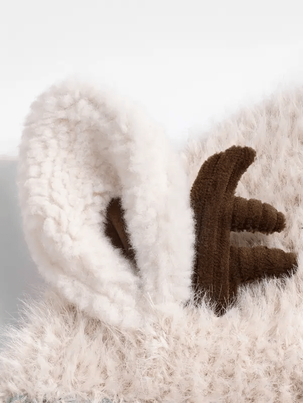 Warm Fluffy Christmas Reindeer Antler Hat | Cute 2-in-1 Wear