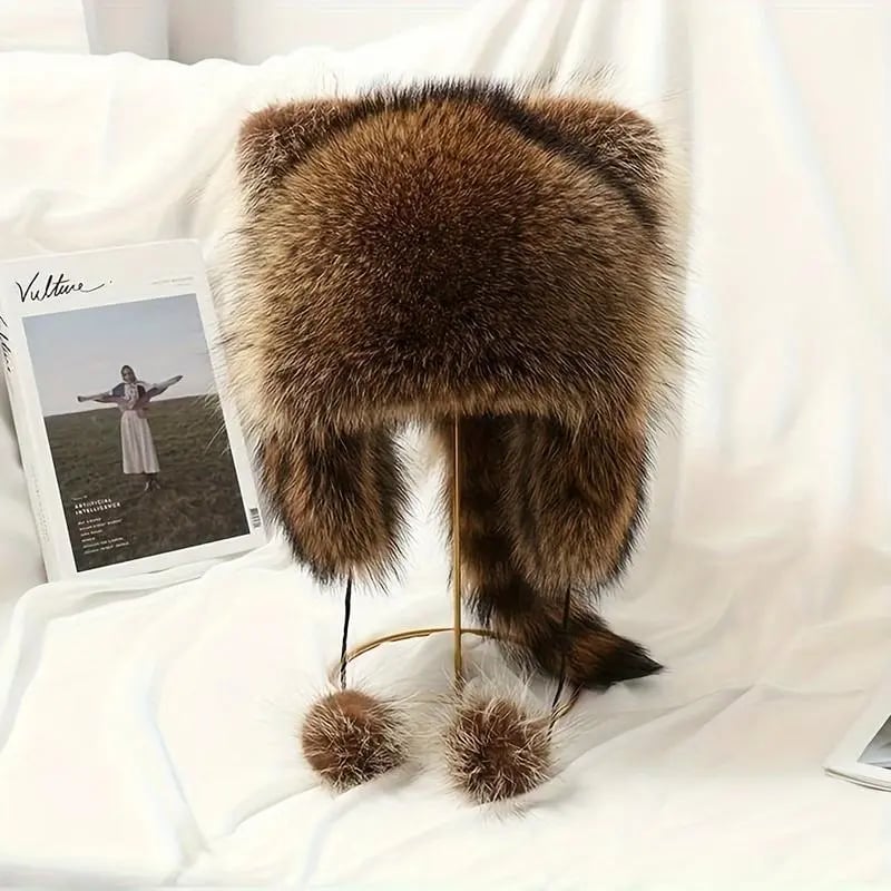 Raccoon Tail Mood Hat – Retro Y2K Detachable Fluffy Earmuffs, Hypoallergenic Winter Accessory, Machine-Washable, Cozy Cottagecore Style for Outdoor and Casual Wear