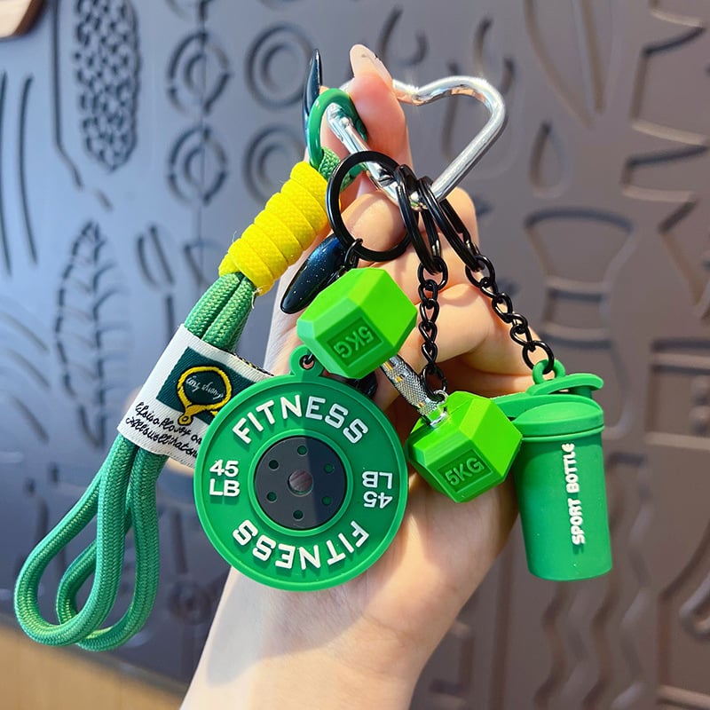 Fitness Keychain Set, MSilicone Dumbbell Kettlebell Weight Plate Keychains