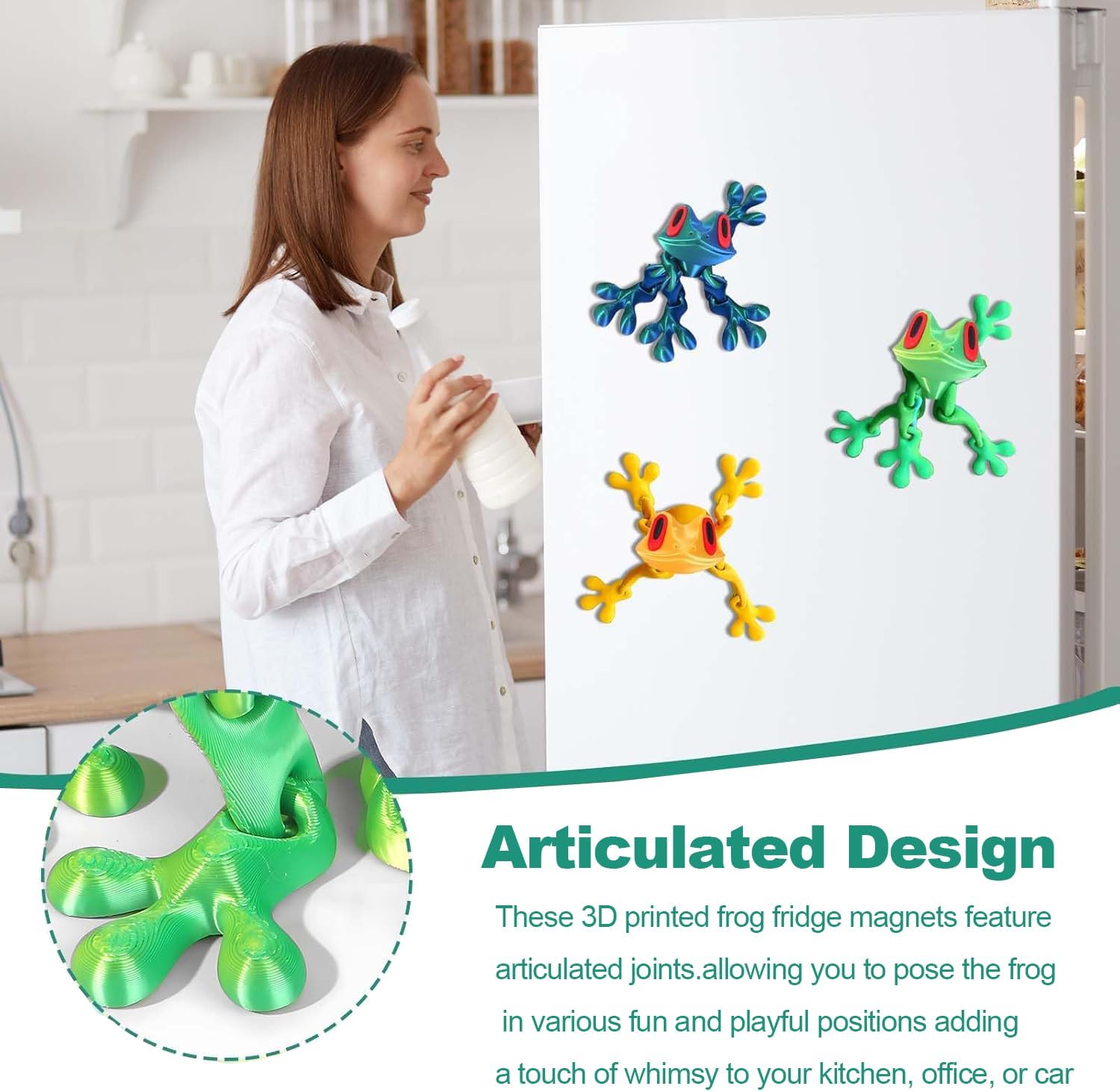 3D Printed Magnetic Frog | Articulated Fidget Toy & Decor