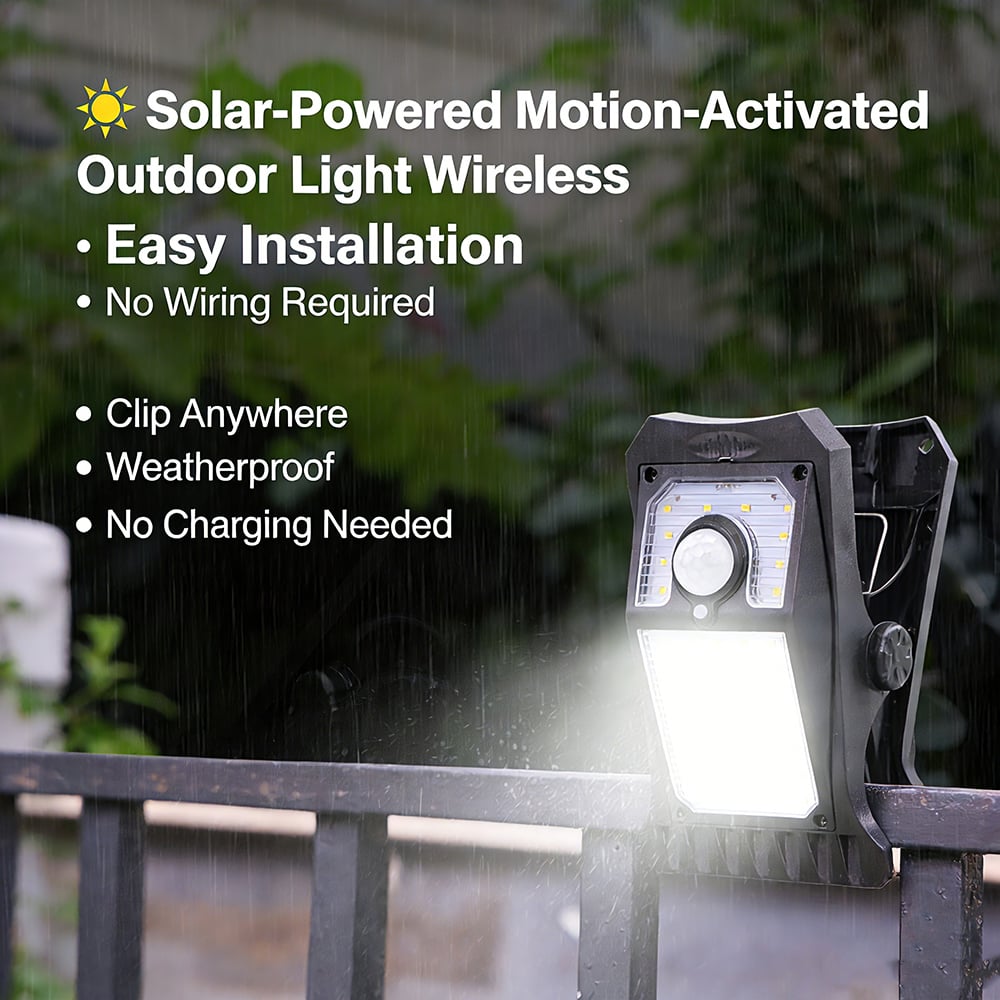 Outdoor solar garden lights and motion-activated lights