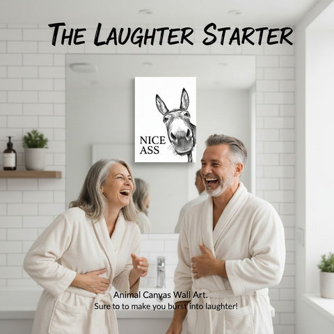 Funny Bathroom Wall Art - "Nice Ass" Donkey Print