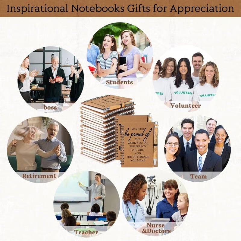 “Proud of You" Inspirational Keychain, Notepad & Bamboo Pen Gifts Set