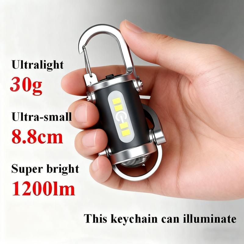 Rechargeable Mini Keychain Flashlight - 800 Lumens, 6 Modes, Perfect for Outdoor Adventures, Work, and Emergencies
