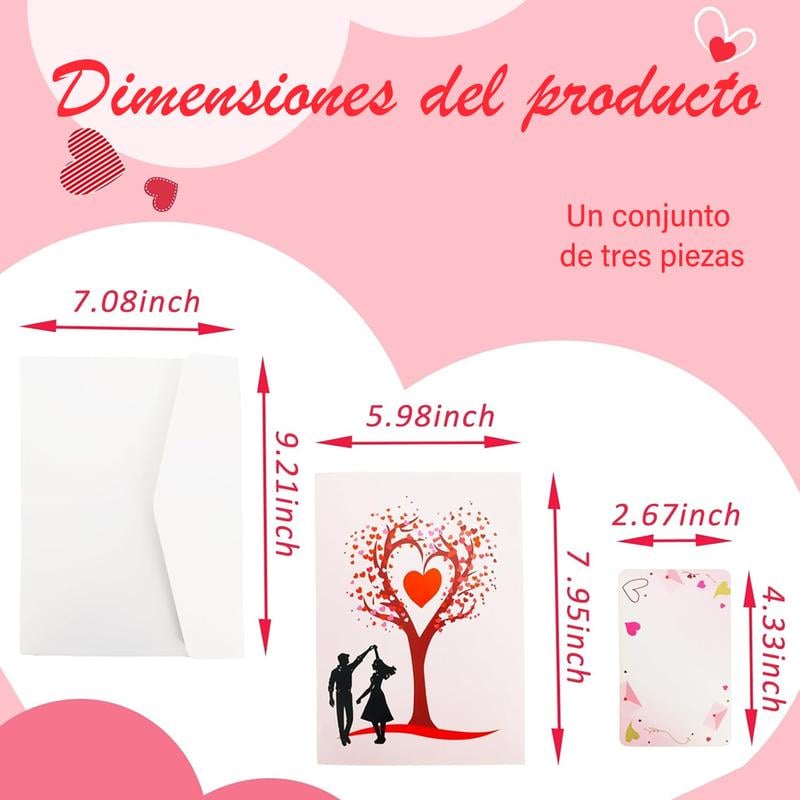 Pop Up Anniversary Card, 3D Valentine's Day Anniversary Card with Love Tree & Hearts
