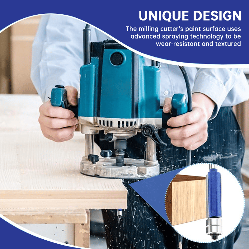Professional 4-Piece Double Bearing Flush Trim Router Bit Set