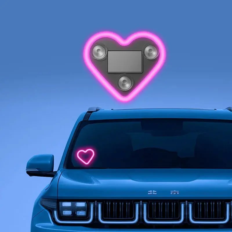 Promotion - Solar Powered Wireless LED Heart Shape C-Pillar Neon Light
