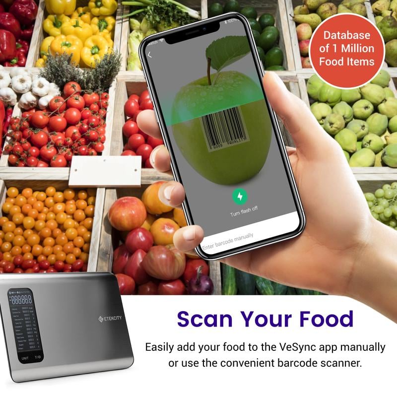 AI Smart Food Scale | 19 Nutrient Facts Auto Scan | Digital Calorie Counter for Meal Prep & Fitness | Compact Stainless Design