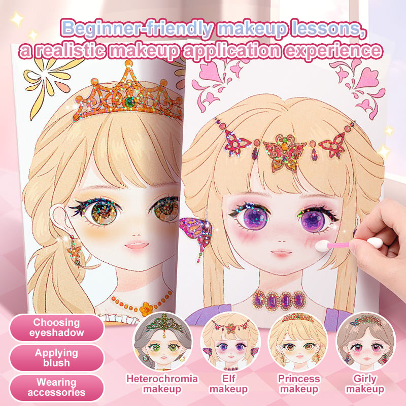 Top-selling gift of Special Diamond Painting & Princess Book Makeup Craft Kits Foil Art Books Set Play on Paper