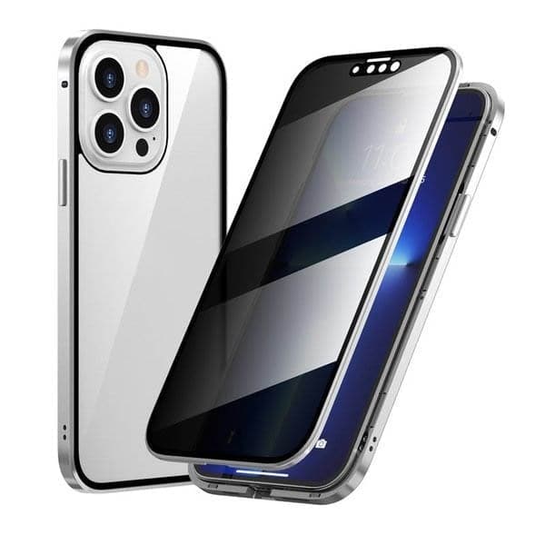 SALE Magnetic iPhone case with privacy glass and metal frame
