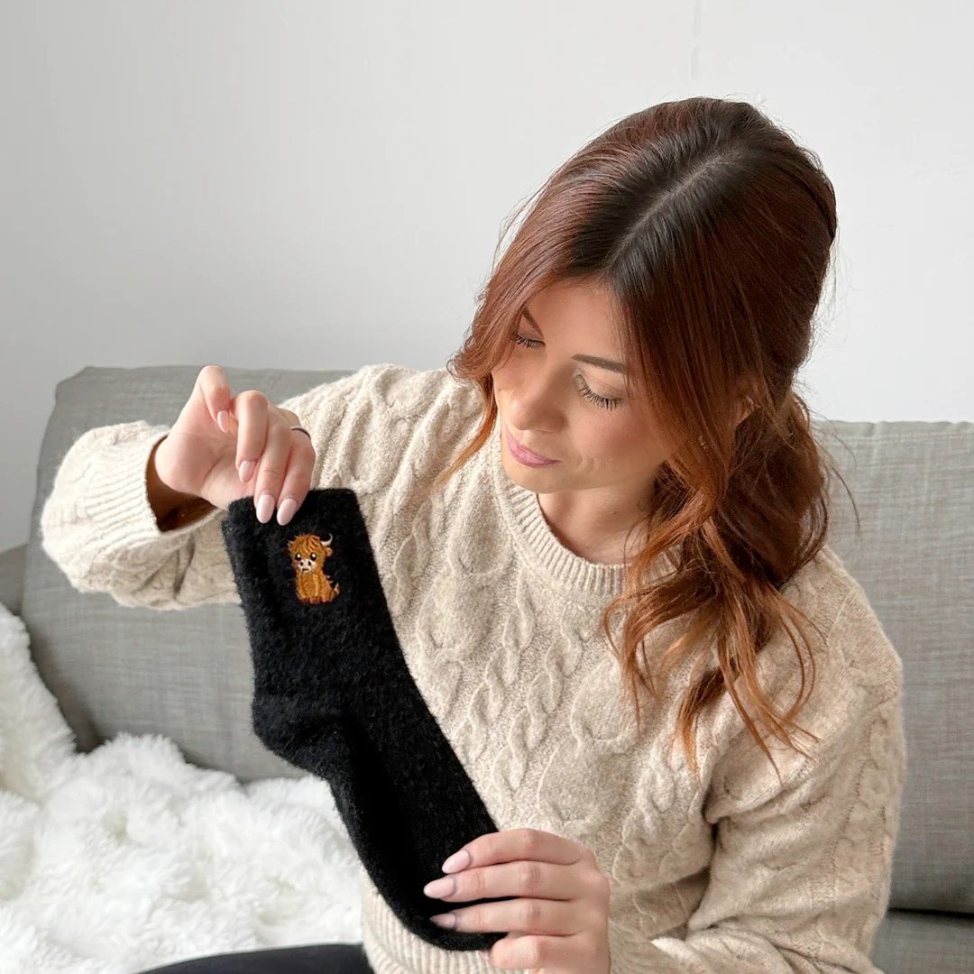 Warm Winter Sale 5 Pairs Fuzzy Highland Cow Socks