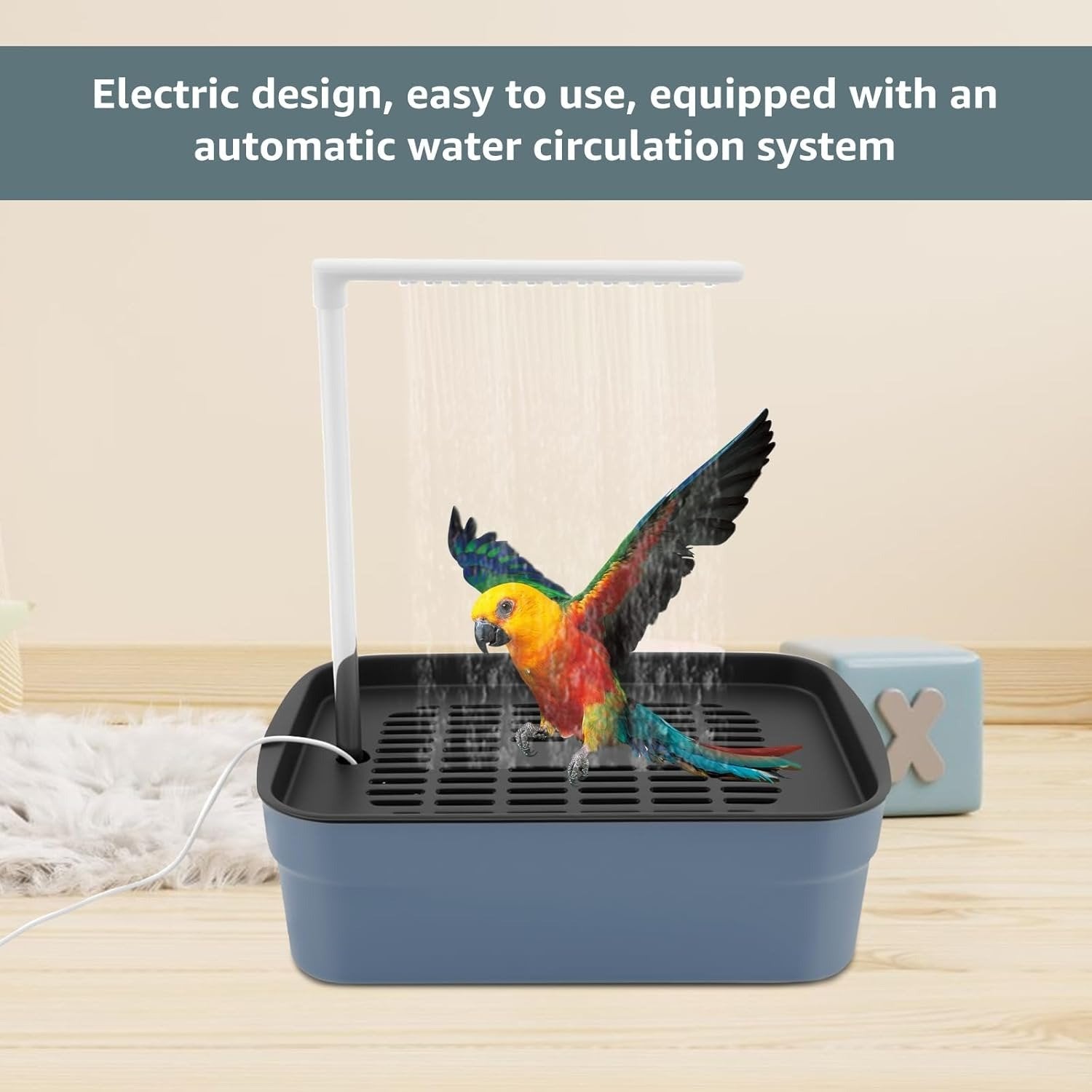 Automatic ABS Bird Bath Shower, Parrot Bathtub with Circulating Faucet for Pet Bird