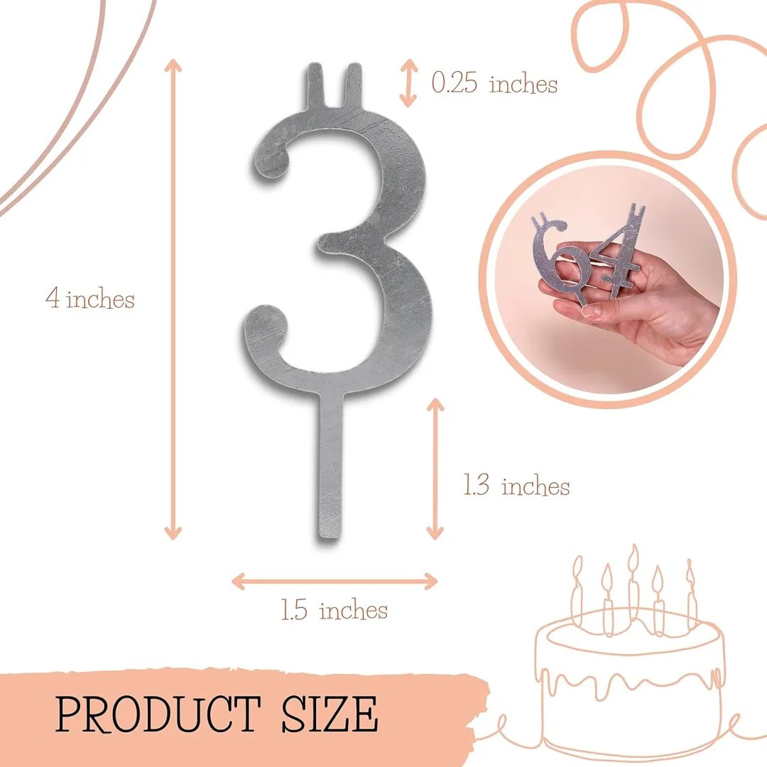 Numbered Aluminum Birthday Cake Candle Holder Set