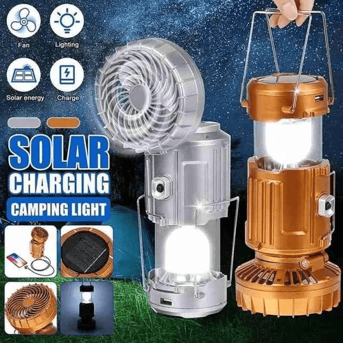 Portable Stretchable Solar Lithium Battery Electric Fan + Emergency Light