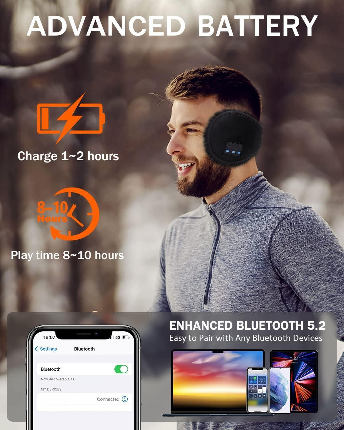 Bluetooth Headphones Earmuffs, Built-in HD Speakers and Microphone for Biking Running