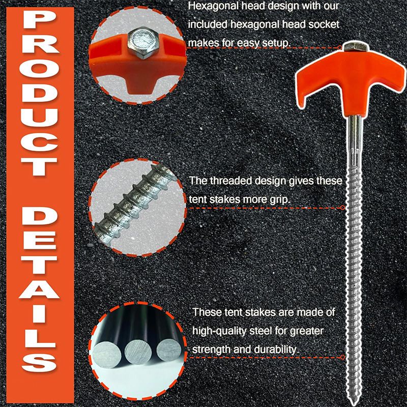 8" Screw-in Tent Stakes Ground Anchors（ ）