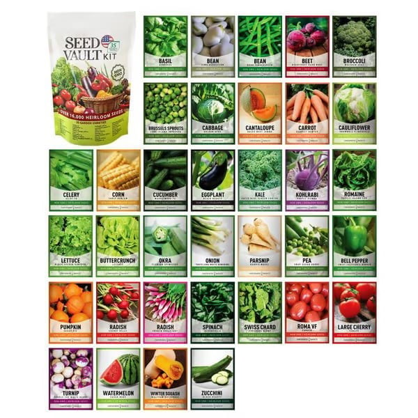 Ultimate Survival Seed Vault | 35 Variety Pack |50-Year Shelf Life