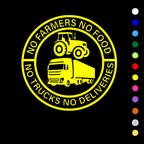 No Farmers No Food No Trucks No Deliveries Vinyl Sticker – 140mm Decal