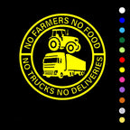No Farmers No Food No Trucks No Deliveries Vinyl Sticker – 140mm Decal