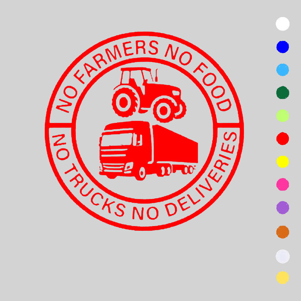 No Farmers No Food No Trucks No Deliveries Vinyl Sticker – 140mm Decal