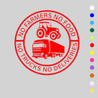 No Farmers No Food No Trucks No Deliveries Vinyl Sticker – 140mm Decal