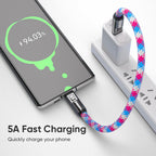240W USB-C to USB-C Fast Charging Cable Lanyard & Wearable Wrist Strap
