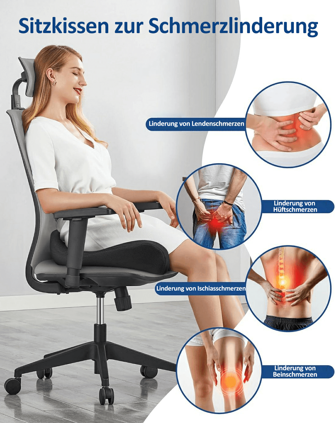 Ergonomic memory foam seat cushion