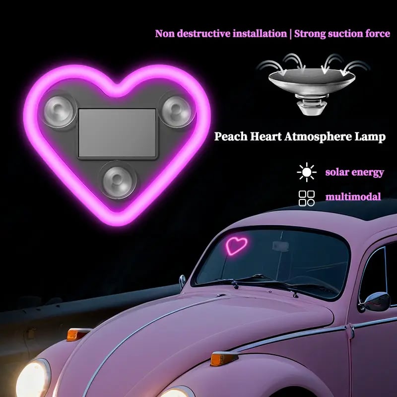 Promotion - Solar Powered Wireless LED Heart Shape C-Pillar Neon Light