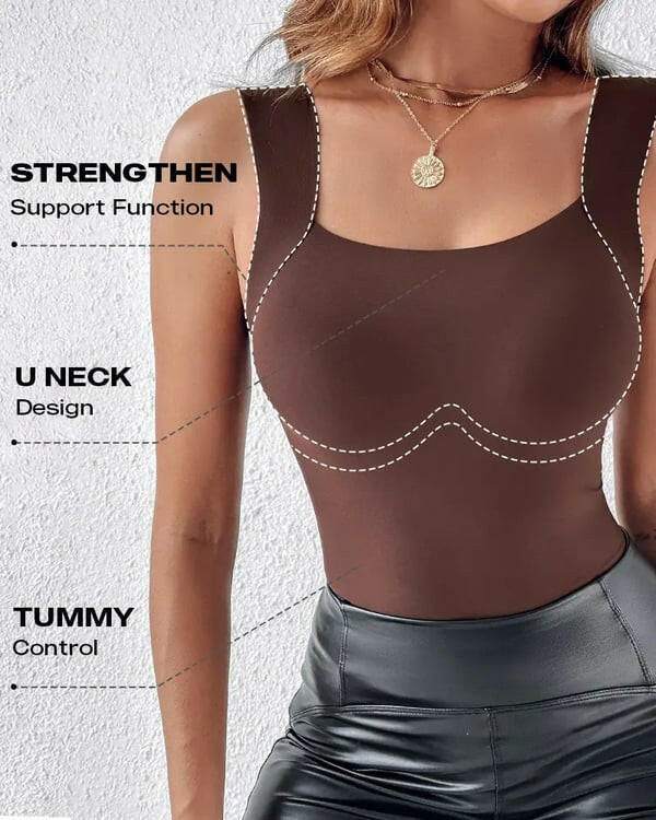 Women’s U-Neck Thermal Tank with Built-In Bra – Warm, Supportive & Braless Comfort